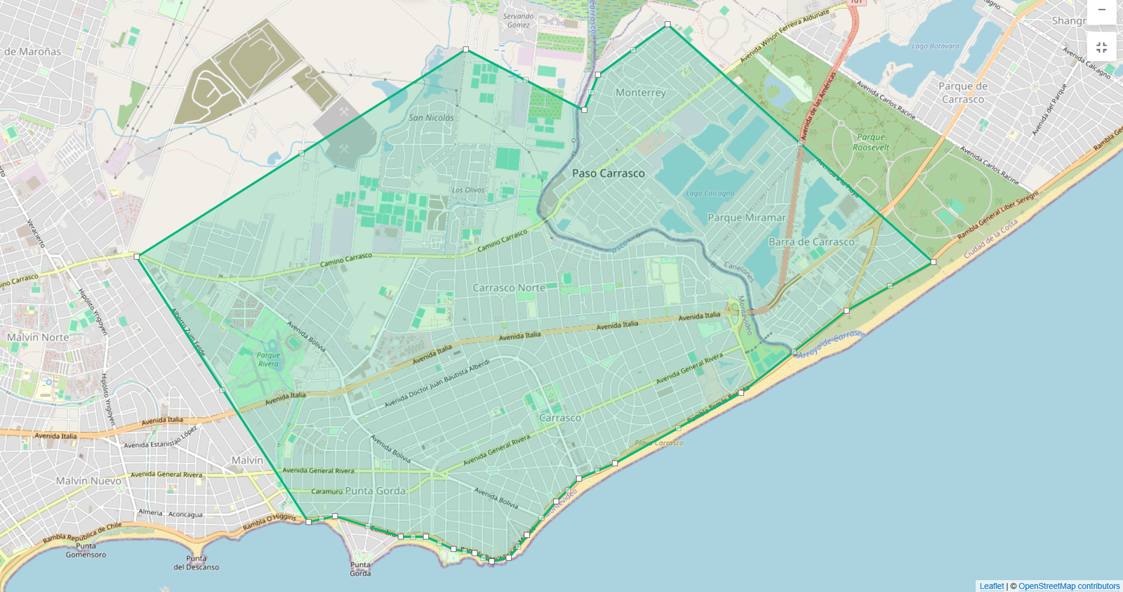 Zonas con cadetería sin costo - Click para ampliar